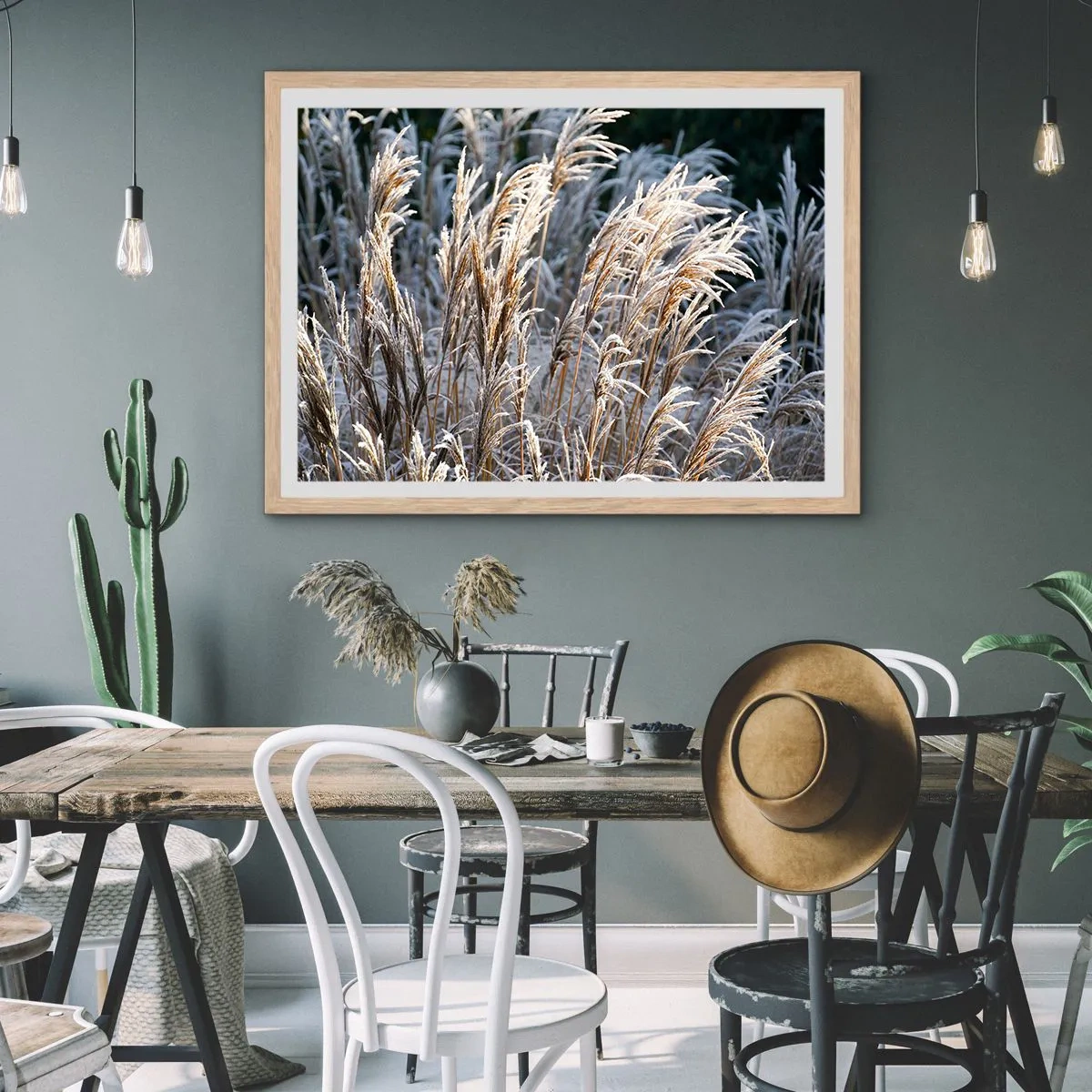 Pôster com moldura de carvalho claro - Decorado com a geada - 70x50 cm