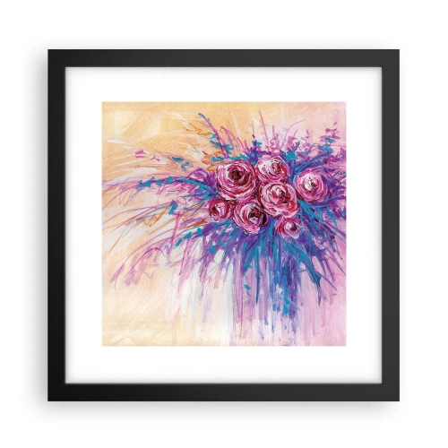 Pôster com moldura preta - Fonte de rosas - 30x30 cm