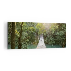 Quadro em tela - Da água azul para a floresta azul - 100x40 cm