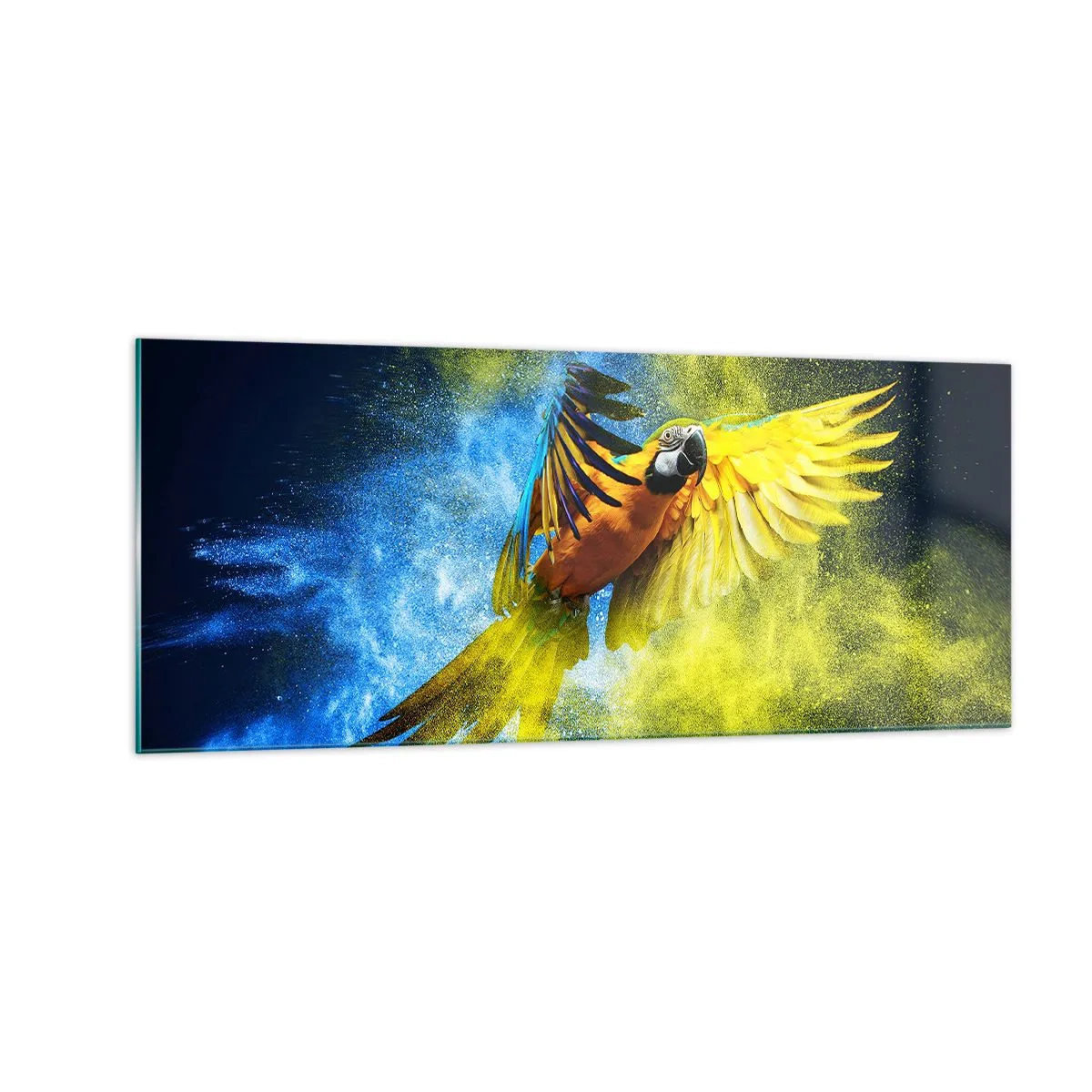 Quadro em vidro - Em pó azul-dourado - 100x40 cm