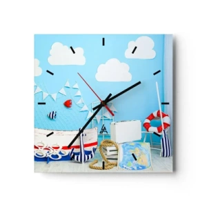 Relógio de parede - Relógio em vidro - Saudade infantil da aventura - 30x30 cm