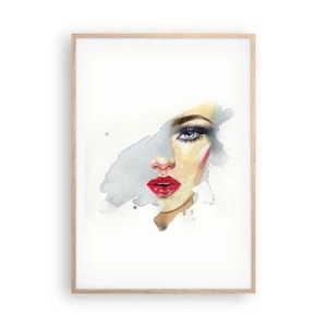 Pôster com moldura de carvalho claro - Reflexão numa gota de água - 70x100 cm