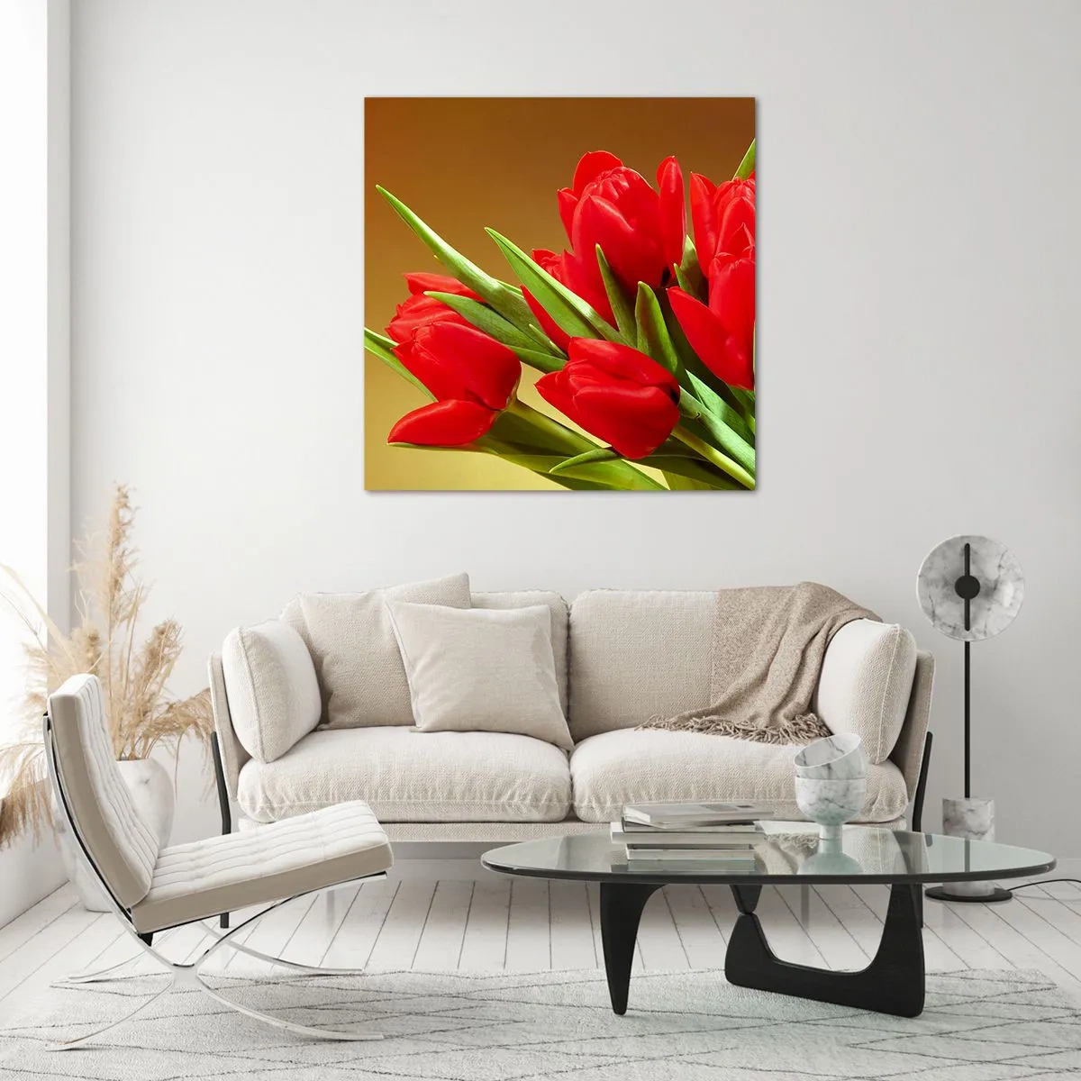 Quadro em vidro - Um ramo de alegria primaveril - 70x70 cm