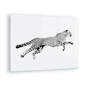 Quadro em vidro - Ilustração de uma chita saltadora - 70x50cm - O mais rápido da Terra - Decoração de parede moderna para a sala de estar e quarto ARTTOR