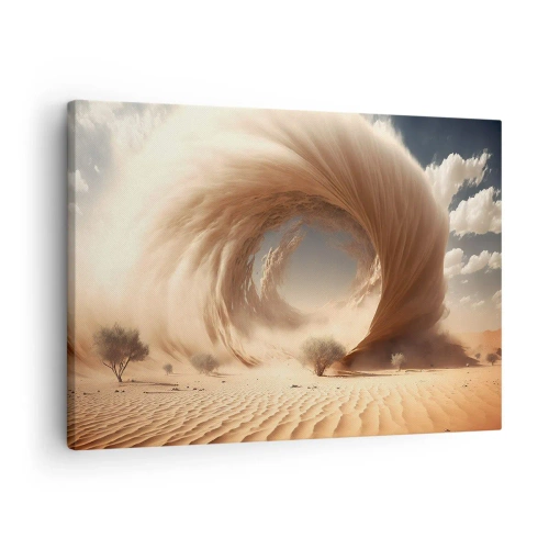 Quadro em tela - Redemoinho dinâmico de areia em um deserto com árvores - 70x50cm - Portal aberto - Decoração de parede moderna para a sala de estar e quarto ARTTOR
