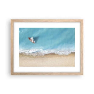 Pôster com moldura de carvalho claro - No limite do azul e do ouro - 40x30 cm