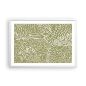 Pôster em moldura branca - Abstração intrincada em branco - 70x50 cm