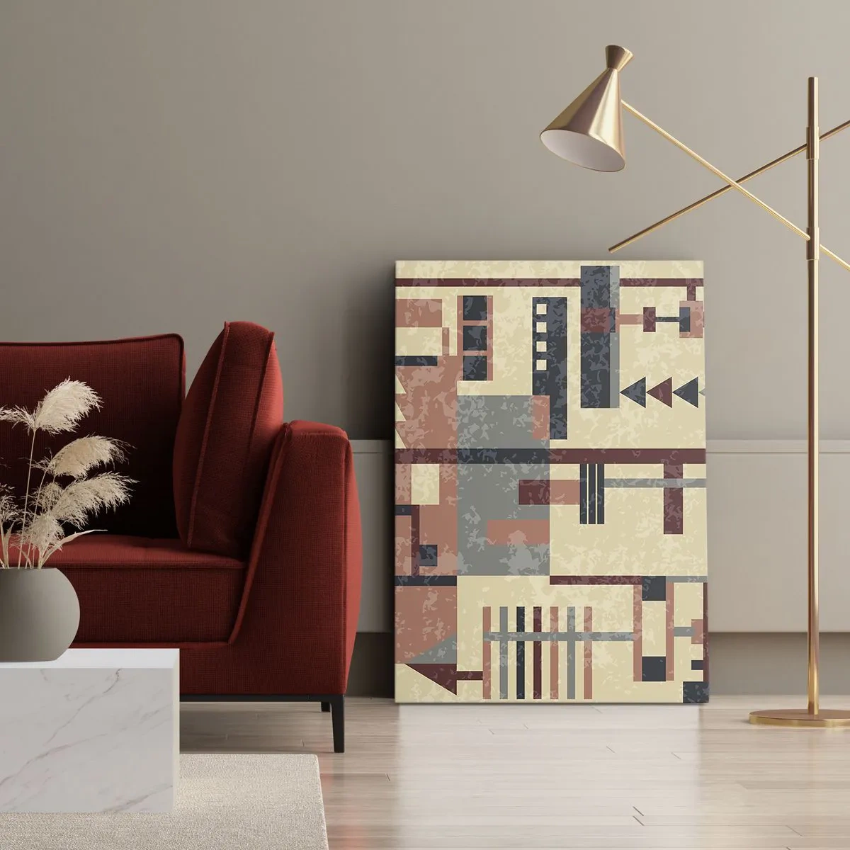 Quadro em tela - Combinação de verticais e horizontais - 50x70 cm