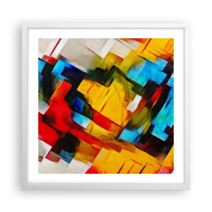 Pôster em moldura branca - Camadas multicoloridas - 50x50 cm