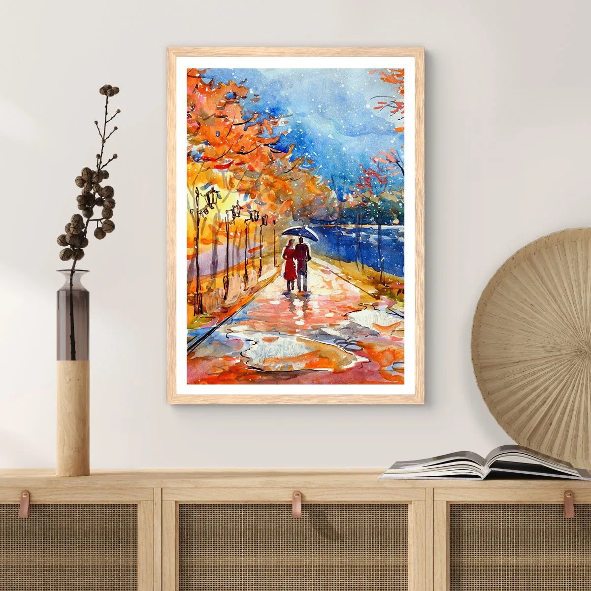 Pôster com moldura de carvalho claro - Juntos até ao limite do tempo - 61x91 cm