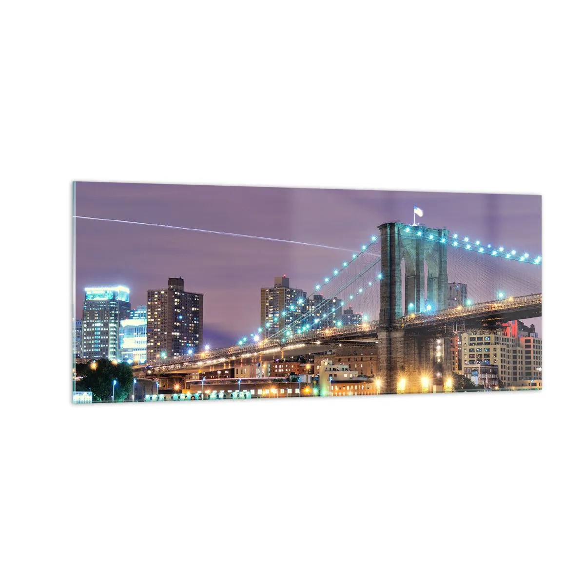 Quadro em vidro - Por muitos anos, a Ponte do Brooklyn - 100x40 cm