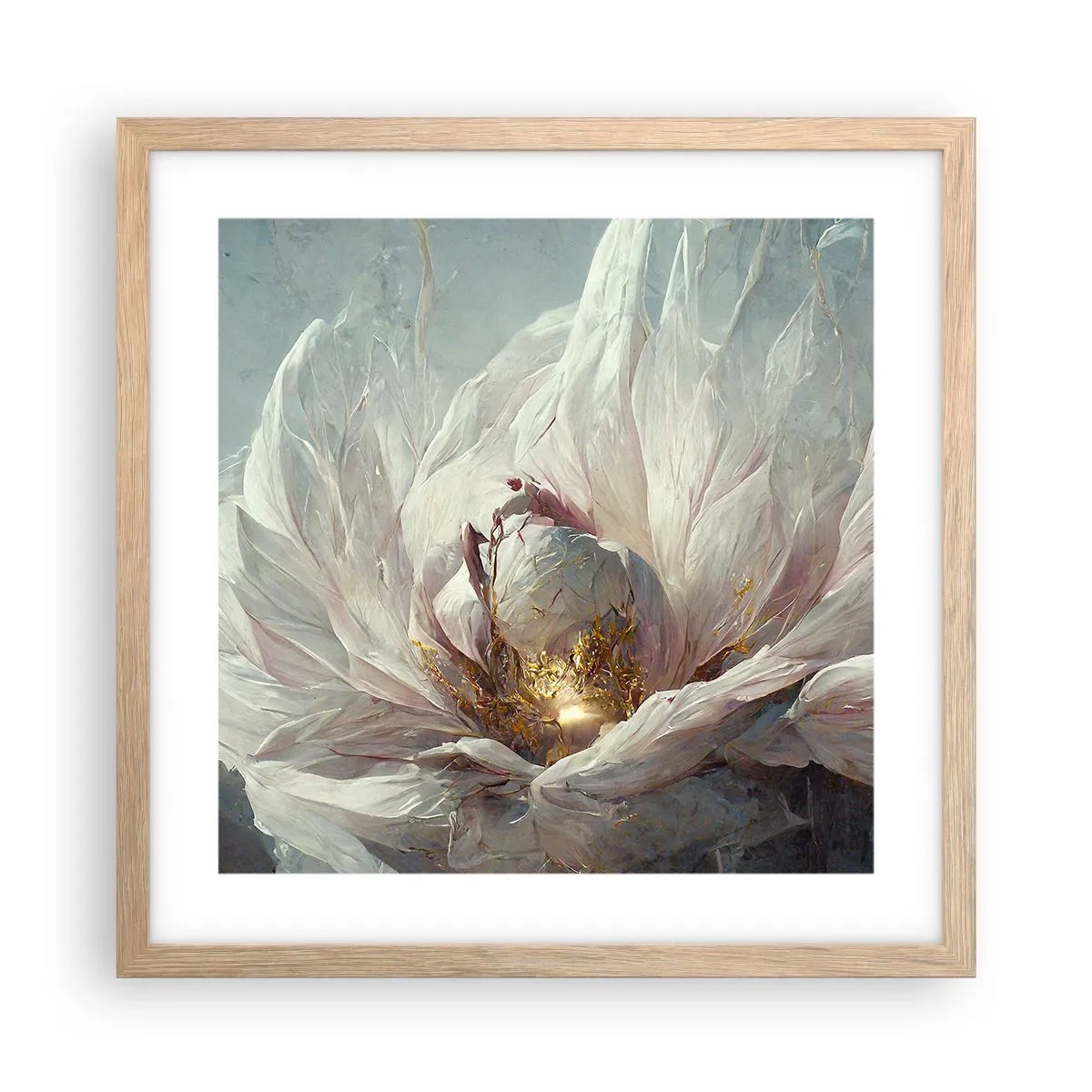 Pôster com moldura de carvalho claro - Floresce uma vez a cada cem anos - 40x40 cm