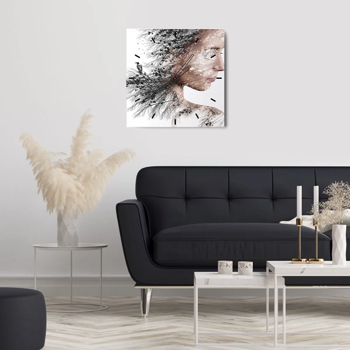 Relógio de parede - Relógio em vidro - Espírito da floresta - 40x40 cm