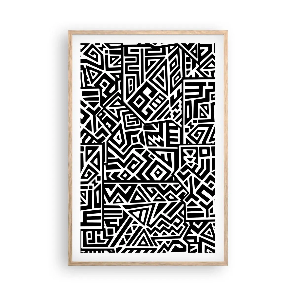 Pôster com moldura de carvalho claro - Composição pré-colombiana - 61x91 cm