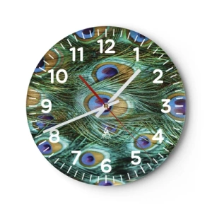 Relógio de parede - Relógio em vidro - Um olhar de pavão - 40x40 cm