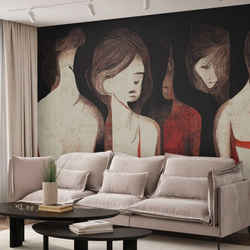 Papel de Parede Standard Eco - Madonas das trevas - Mulheres, Pedaço, Tristeza - 200x140 cm