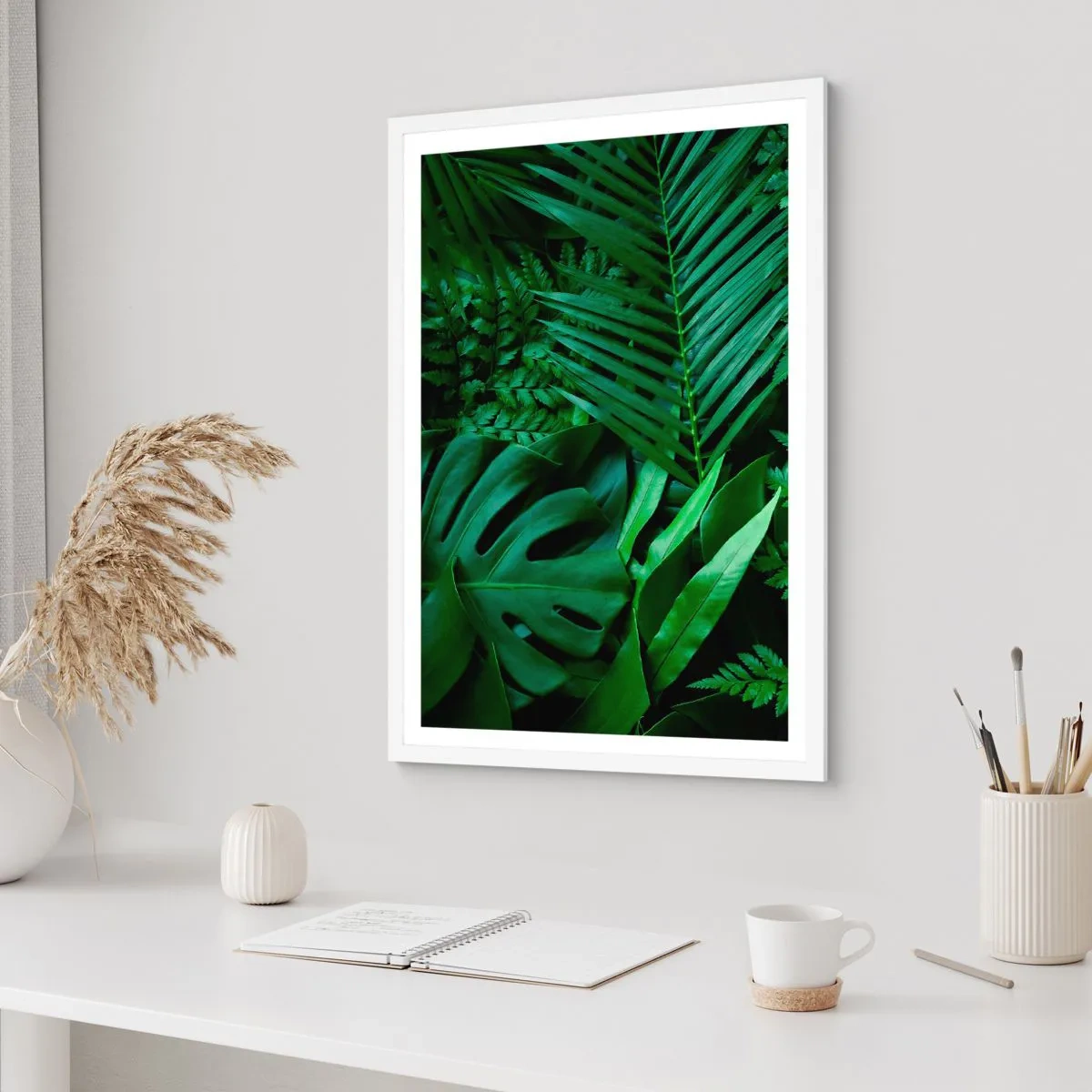 Pôster em moldura branca - Envolto em verde - 40x50 cm