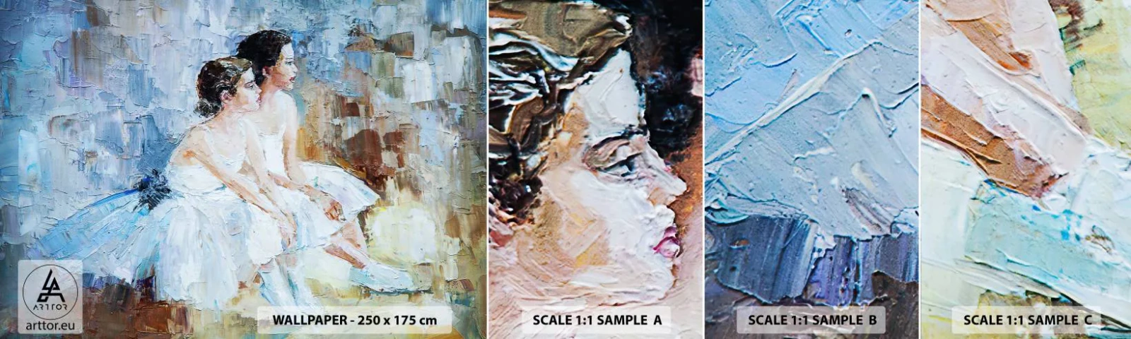 Amostra de papel de parede autocolante Deluxe Sticker - O descanso dos jovens cisnes - Bailarina, Dança, Balé - 100x30 cm