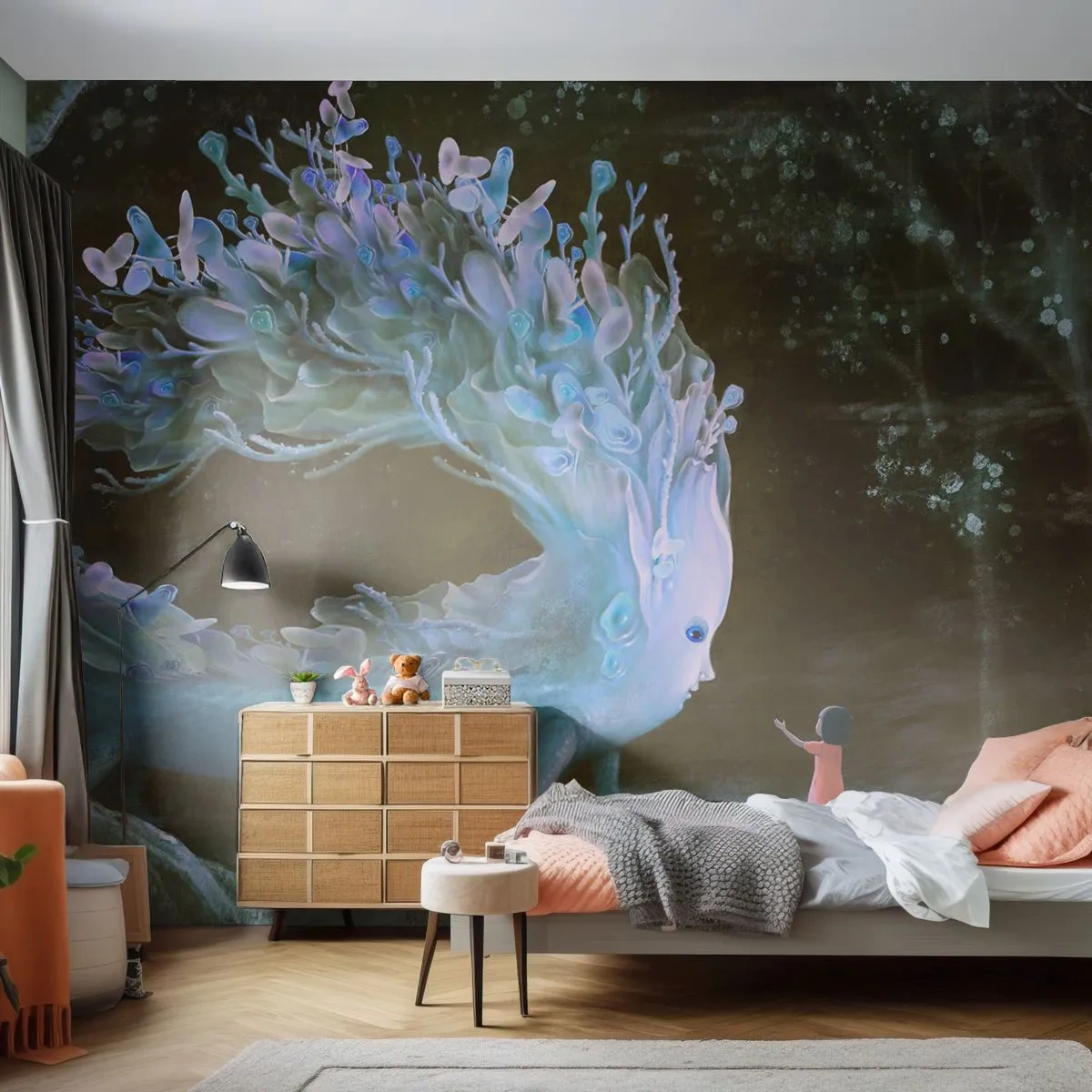 Papel de Parede Premium Sand - Encontro fantástico - Abstração, Fantasia, Mundo de conto de fadas - 100x70 cm