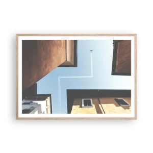 Pôster com moldura de carvalho claro - Acima do labirinto da cidade - 100x70 cm