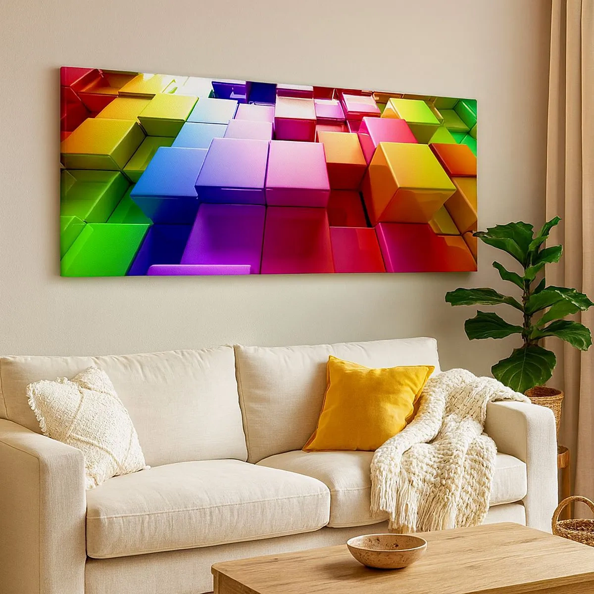 Quadro em tela - Op-art juntos como uma equipa - 100x40 cm