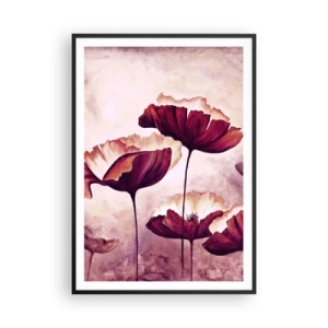 Pôster com moldura preta - Pétala vermelha e branca - 70x100 cm