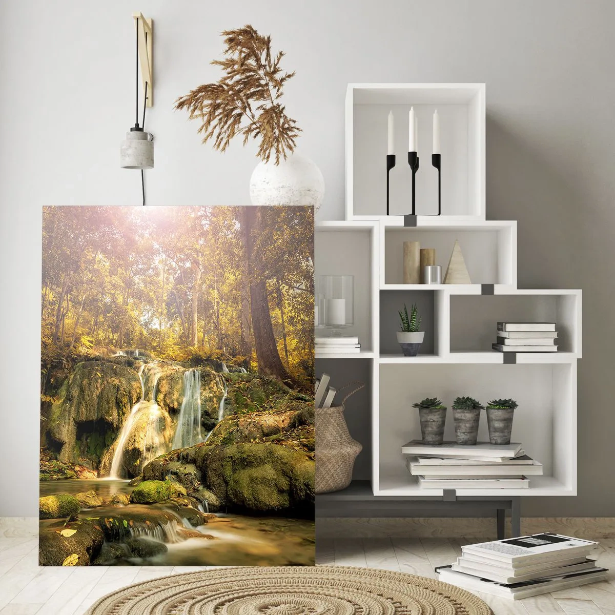 Quadro em vidro - Cascata na floresta - 50x70 cm