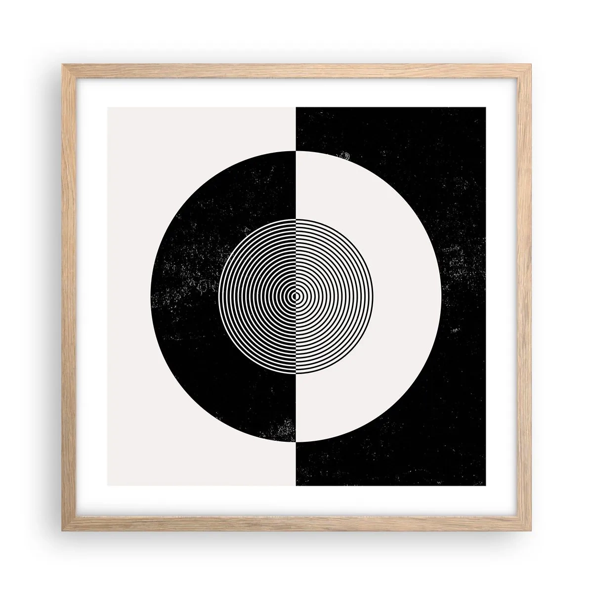 Pôster com moldura de carvalho claro - Harmonia a preto e branco - 50x50 cm