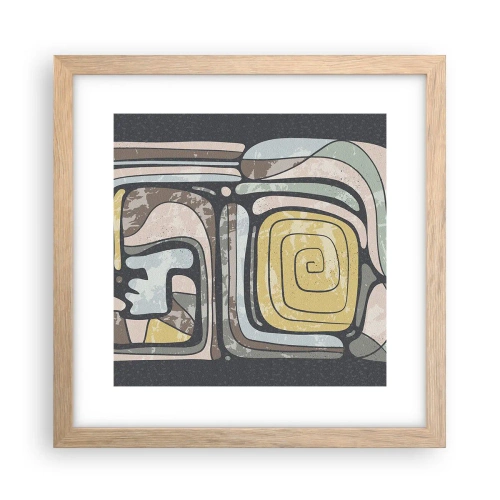 Pôster com moldura de carvalho claro - Abstração no espírito pré-colombiano - 30x30 cm