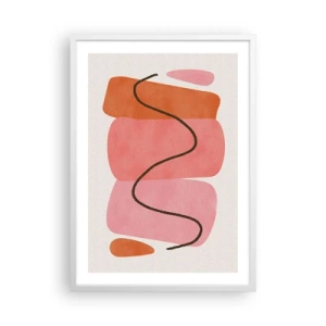 Pôster em moldura branca - Movimento suave de formas - 50x70 cm