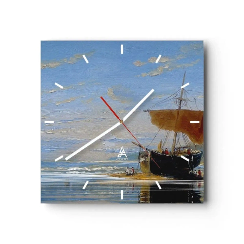 Relógio de parede - Relógio em vidro - Água, terra, ar - 40x40 cm
