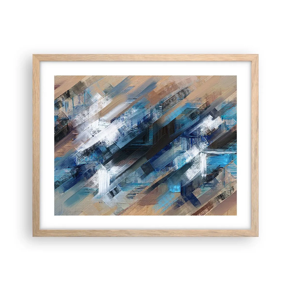 Pôster com moldura de carvalho claro - Numa diagonal azul - 50x40 cm