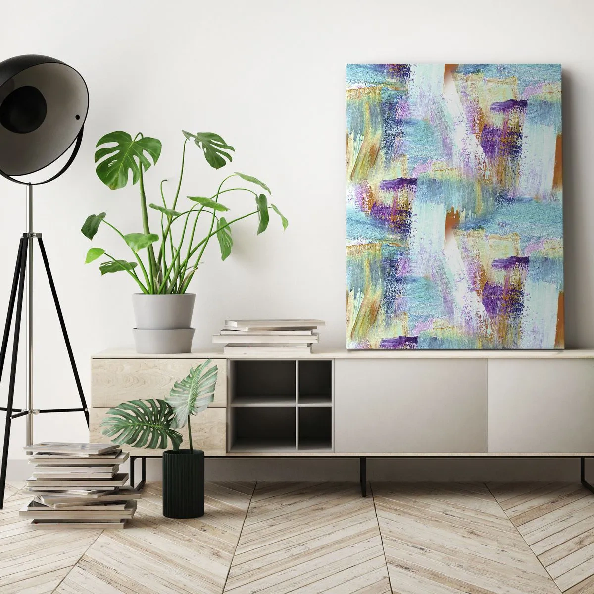 Quadro em tela - Uma alegre coposição de camadas - 50x70 cm
