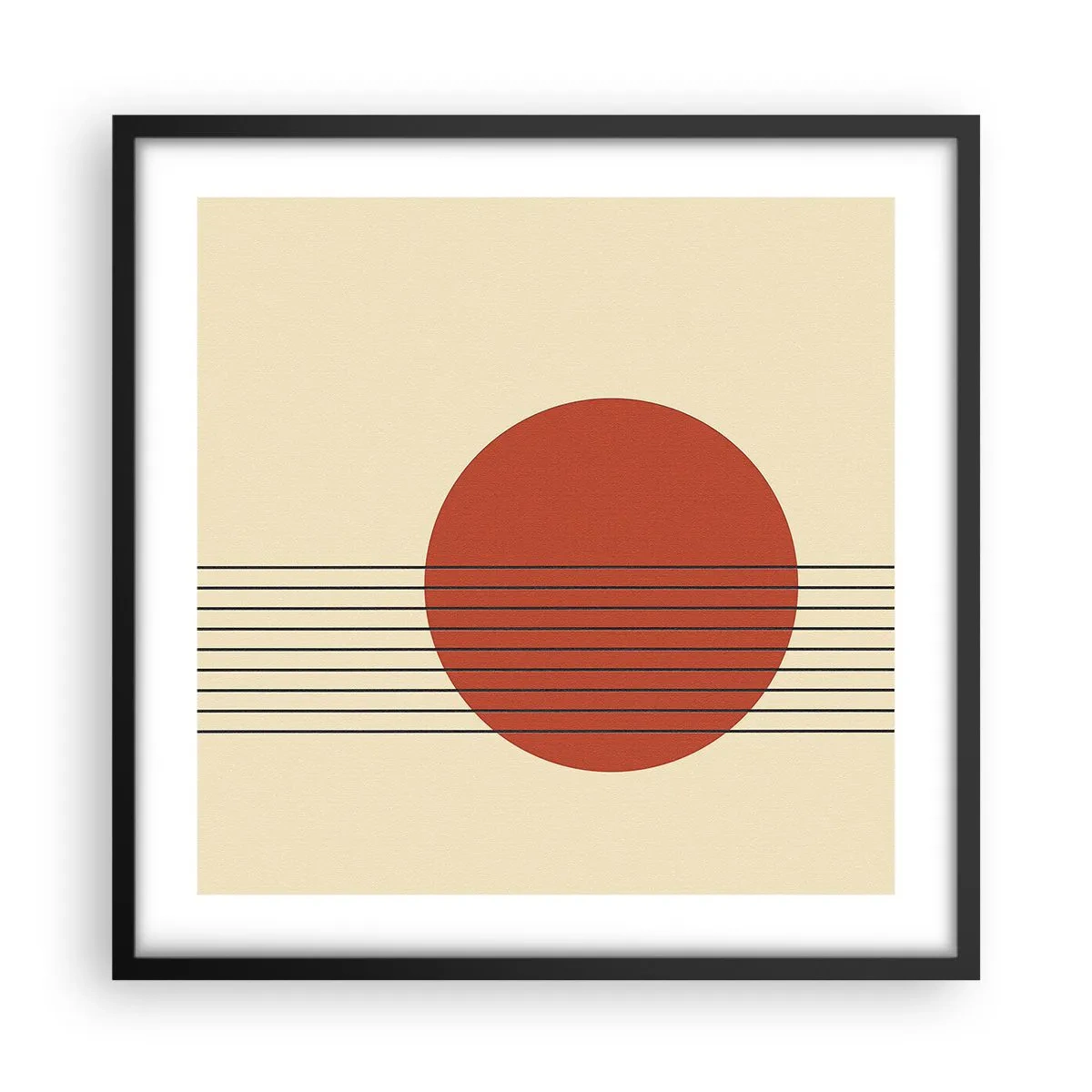 Pôster com moldura preta - Em círculo e mais além - 50x50 cm