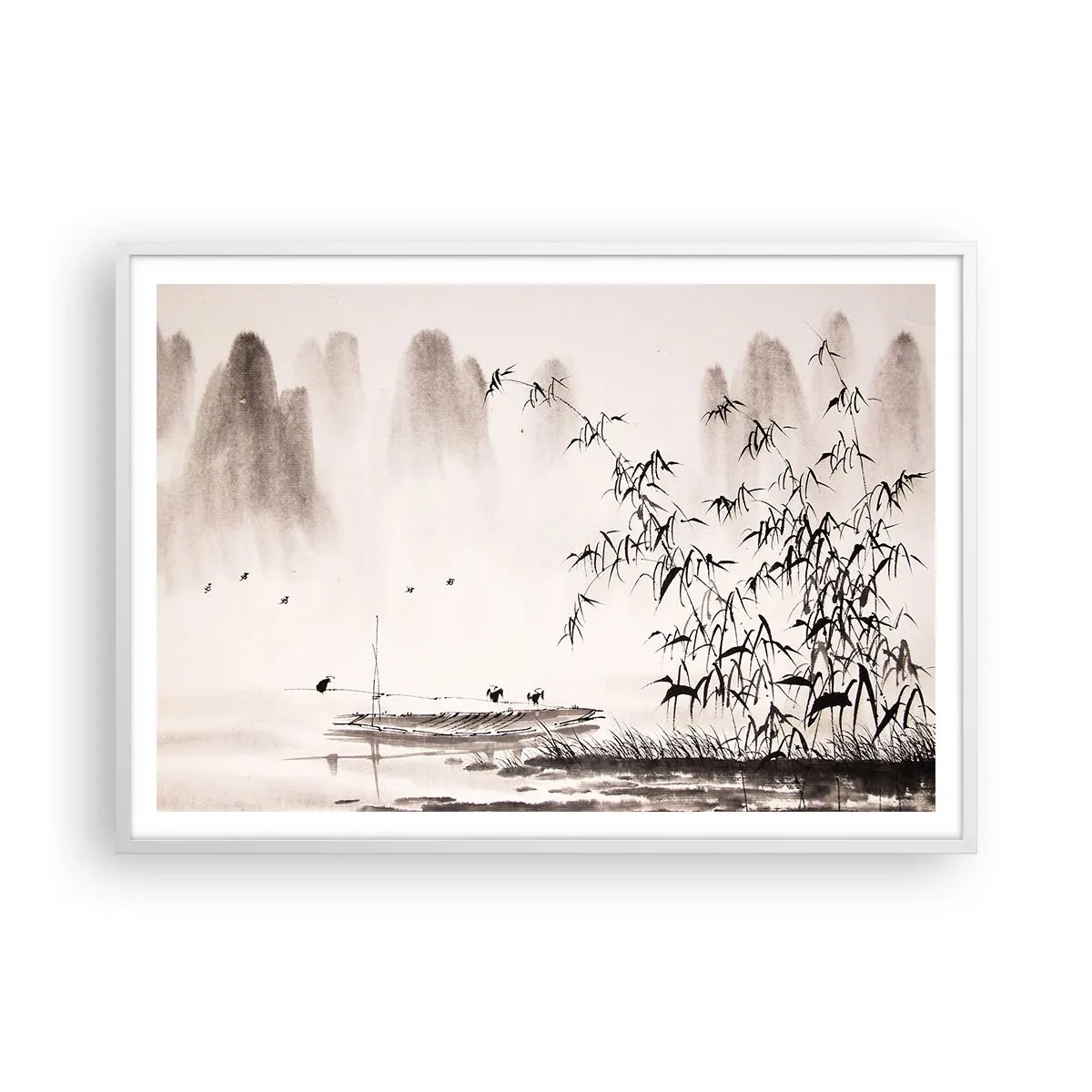 Pôster em moldura branca - O silêncio dos campos de arroz - 100x70 cm