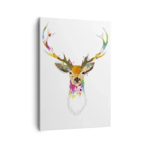 Quadro em tela - Um cervo gentil banhado em cores - 50x70 cm