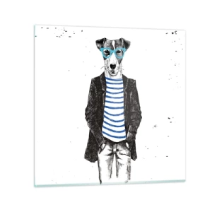 Quadro em vidro - O charme do cão - 40x40 cm