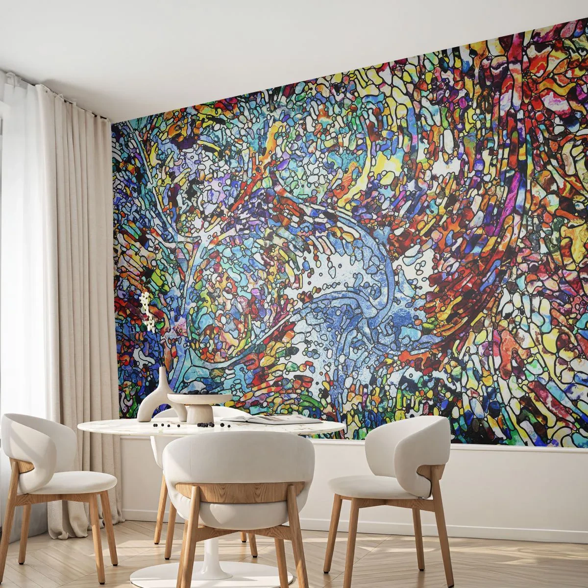 Papel de Parede Premium Canvas - Vitrais gotejantes - Abstração, Pedaço, Gráficos - 200x140 cm