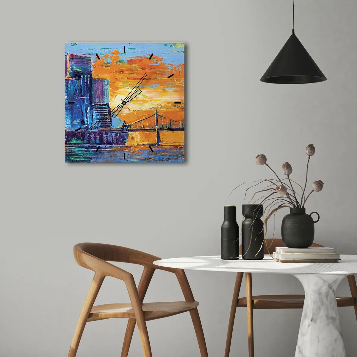 Relógio de parede - Relógio em vidro - Cultura e natureza - 30x30 cm