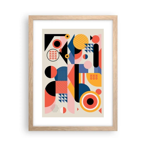 Pôster com moldura de carvalho claro - Composição: brincar - 30x40 cm