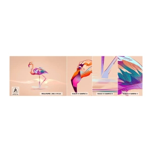 Amostra de Papel de Parede Standard Eco - A ave das boas emoções - Flamingo, Pássaro, Abstração - 100x30 cm