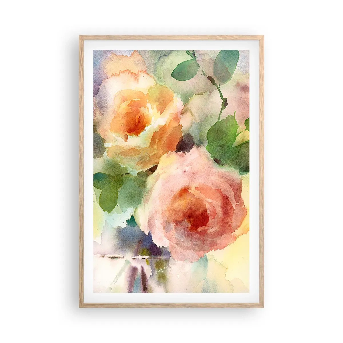 Pôster com moldura de carvalho claro - Delicado como uma aquarela - 61x91 cm