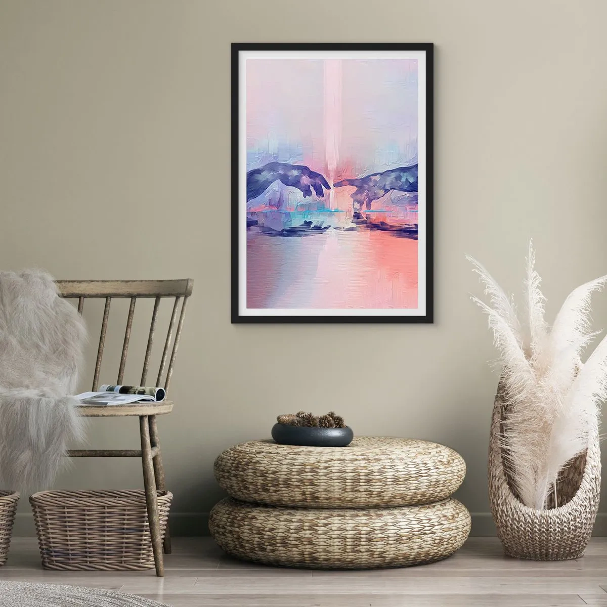 Pôster com moldura preta - Faísca divina da vida - 61x91 cm