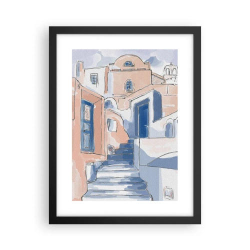 Pôster com moldura preta - Cidade exótica - 30x40 cm