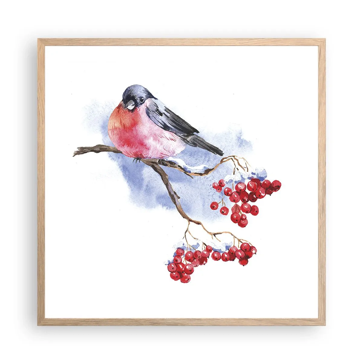 Pôster com moldura de carvalho claro - Inverno a cores - 60x60 cm