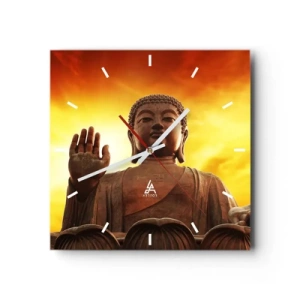 Relógio de parede - Relógio em vidro - Paz do mundo - 30x30 cm