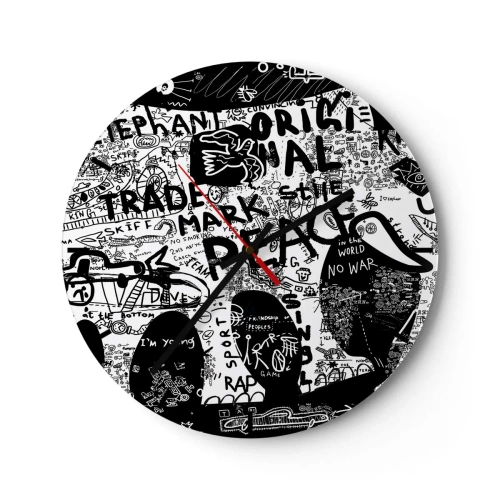 Relógio de parede - Relógio em vidro - O rico mundo das ruas - 40x40 cm