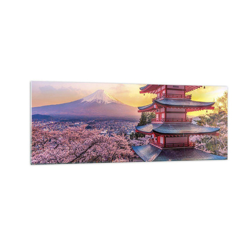 Glass picture  Arttor 140x50 cm - The Essence of Japanese Spirit - Landscape, Mount Fuji, Choreito, Japan, Asia, For living-room, For bedroom, White, Brown, Horizontal, Glass, GAB140x50-4547