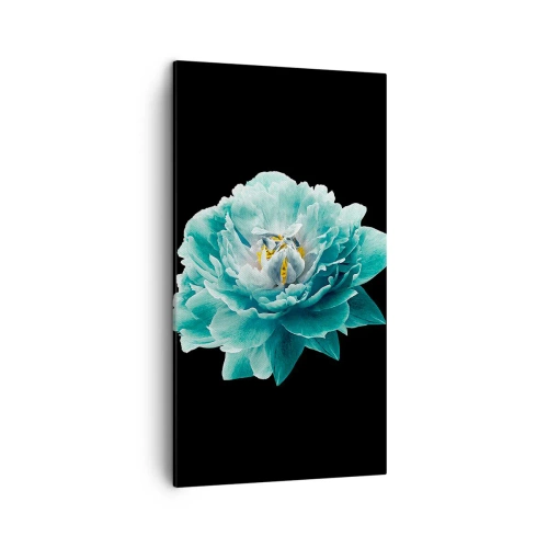 Quadro em tela - Pétalas azuis e douradas - 45x80 cm