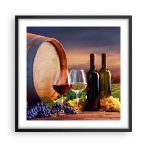 Pôster com moldura preta - Aqui a vida tem um sabor - 50x50 cm